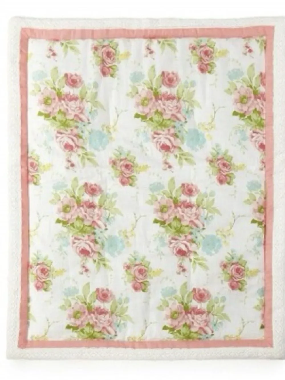Levtex Baby Emma Crib Quilt Floral Quilted Baby Blanket - Pink and Green